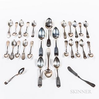 Group of Coin Silver Teaspoons and Tablespoons