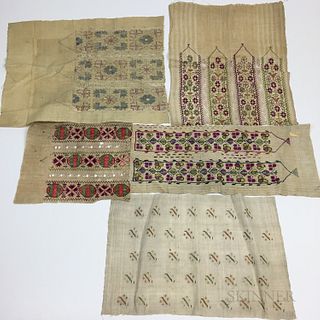 Five Turkish Embroidered Panels