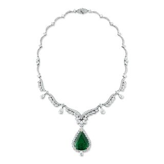 33.65ct Emerald And 21.61ct Diamond Necklace