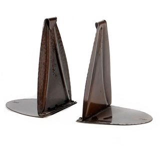 Pair Roycroft Hammered Copper Bookends