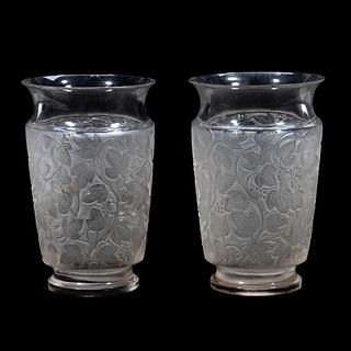 Pair Lalique Glass Vases
