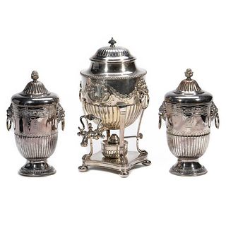 A pair of Ornate Covered Silverplated Caviar Dishes