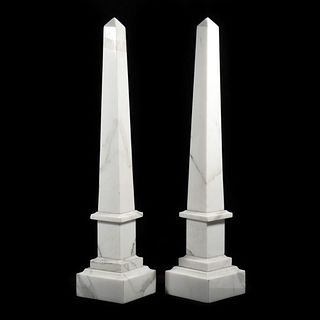 Pair of Neoclassical Style Marble Obelisks