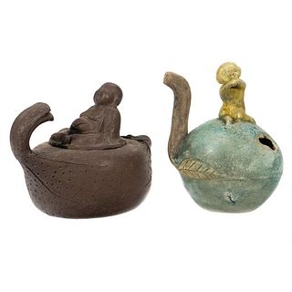 Asian Ceramic Water Dropper and Teapot