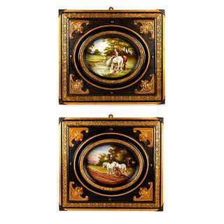 Pair of Royal Doulton H. Morrey Plaques, Horses, Framed