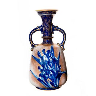 Doulton Burslem Double Handled Blue Iris Vase