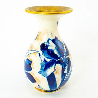 Doulton Burslem Miniature Bulbous Vase, Blue Iris