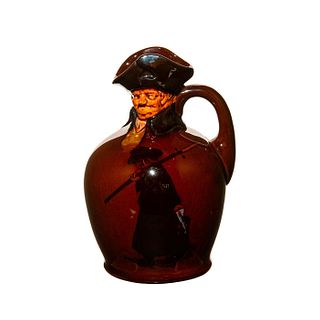 Royal Doulton Night Watchman whiskey flask with modeled head in Kingsware