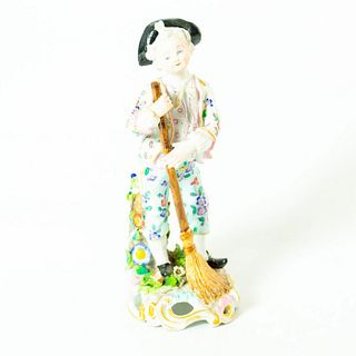 Meissen German Porcelain Figurine Victorian Boy Sweeping
