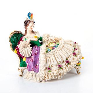 Volkstedt Figurine, Woman Laying On Sofa