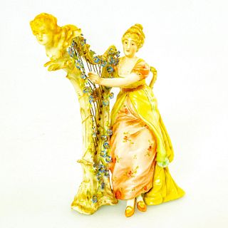 Vintage Porcelain Lady Figurine, Harpist