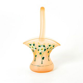 Vintage Satin Glass Floral Pattern Basket