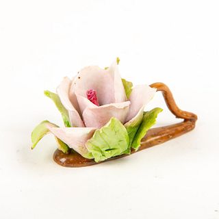 Porcelain Rose With Leaves, Sculptural Element