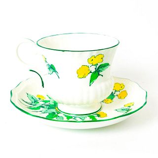 Crown Staffordshire Cornwall Pattern Tea Cup And Saucer