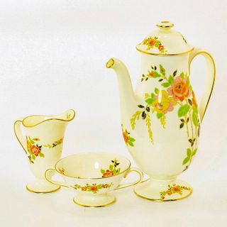 Royal Doulton Rosslyn Teapot, Cream Pitcher and Sugar Dish