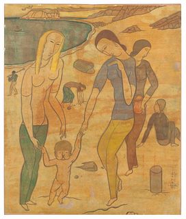 Leonard Tsuguharu Foujita
(French/Japanese, 1886-1968)
Femmes et bebe sur la plage, 1917
