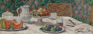 Albert Andre
(French, 1869-1954)
La Table de dejeuner devant la treille, 1930-1940