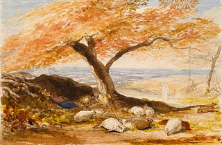 Samuel Palmer
(British, 1805-1881)
Sketch for A Pastoral Scene, c. 1851