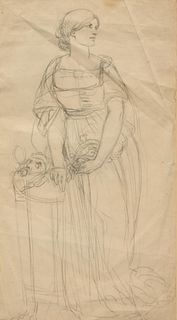 Frederic William Burton
(Irish, 1816-1900)
An early preliminary study of Helen Faucit as Antigone, c. 1845