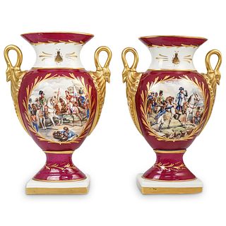 Antique Limoges Porcelain Napoleon Vases