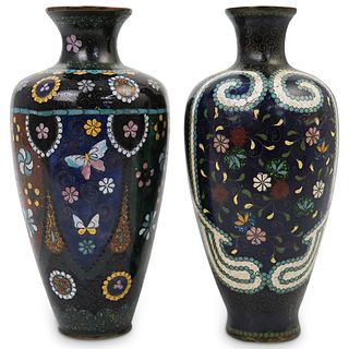 2pcs Japanese Cloisonne Enamel Vases