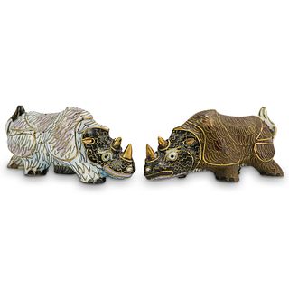 Pair Of Chinese Cloisonne Rhino's