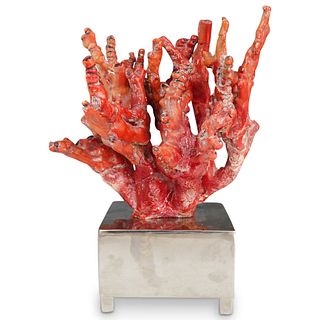 Faux Red Coral Sculpture