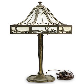Antique Art Nouveau Bradley Hubbard Slag Glass Lamp