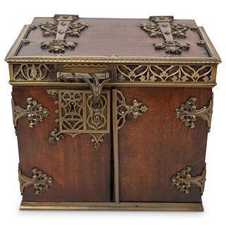 Antique Victorian Wood & Bronze Box