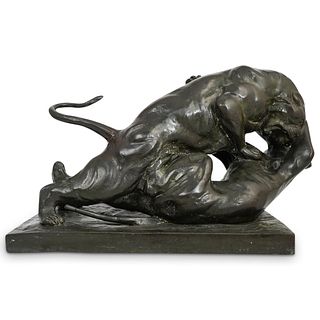 Gaspar (Belgium, 1861) Jaguars Bronze Sculpture