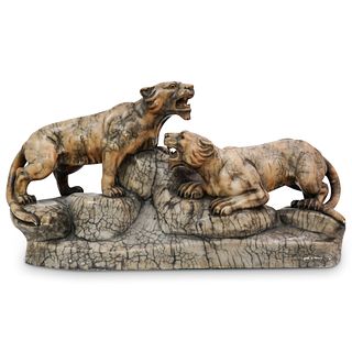 Italian Marble Lions Sculpture