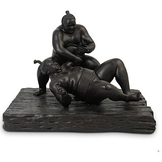 Japanese Carved Sumo Wrestlers