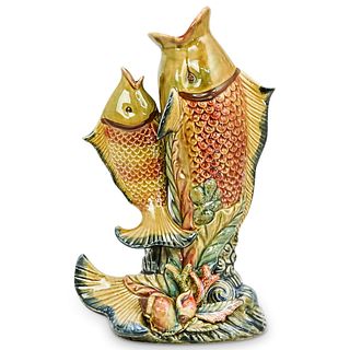 Majolica Dolphin Vase