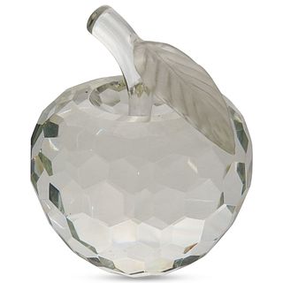 Large Art Crystal Apple Paperweight