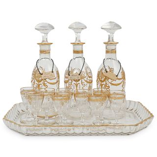 (13 Pc) Antique St Louis Crystal Gilded Liquor Serving Set