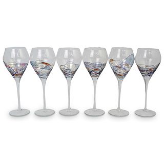 (6 Pc) Crystal Stained Glass Mosaic Glassware Set