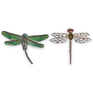 (2 Pc) Sterling Silver Firefly Brooches