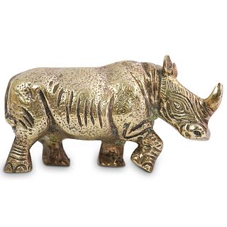 Silver Plated Rhino Figurine