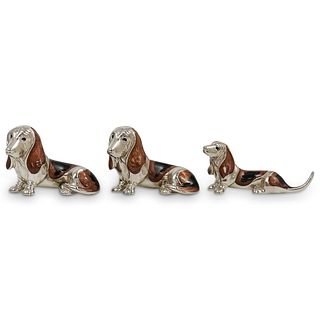 Set Of Miniature "925" Silver Enameled Dogs