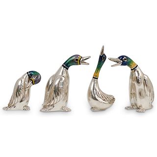 Miniature "925" Silver Enameled Ducks