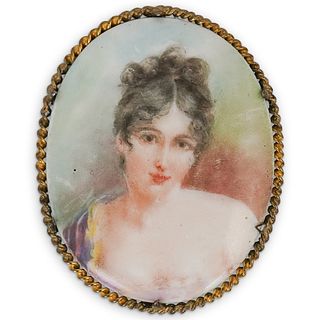 Antique Painted Portrait Pendant