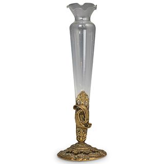 Gilt Metal Glass Tulip Vase