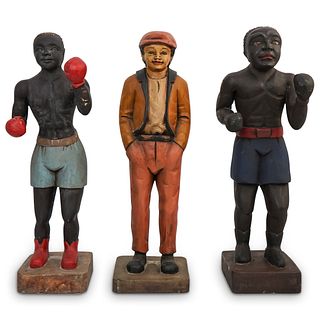 (3 Pc) "Trainer and Two Fighters" Folk Art Set