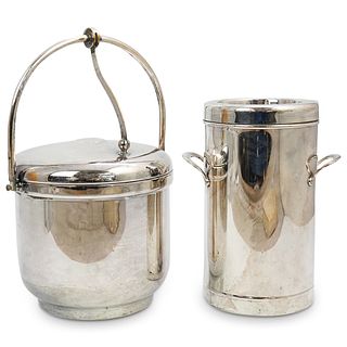 (2Pc) Silver Plated Ice Bucket & Wine Cooler