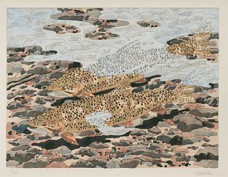 Neil Welliver
(American, 1929-2005)
Trout and Reflections, 1980