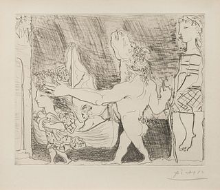 Pablo Picasso
(Spanish, 1881-1973)
Minotaure aveugle guide dans la nuit par une petite fille au pigeon (from La Suite Vollard) 1934 (published 1939)