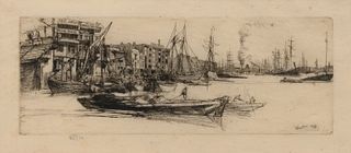 James Abbott McNeill Whistler(American, 1834-1903)Thames Warehouses, 1859