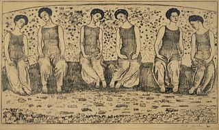 Ferdinand Hodler
(Swiss, 1853-1918)
Die Heilige Stunde mit sechs Figuren, 1911