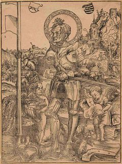 Lucas Cranach the Elder
(German, 1472-1553)
Saint George standing, with two angels, 1506