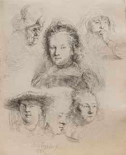 Rembrandt Harmenszoon van Rijn
(Dutch, 1606-1669)
Studies of the Head of Saskia and Others, 1636